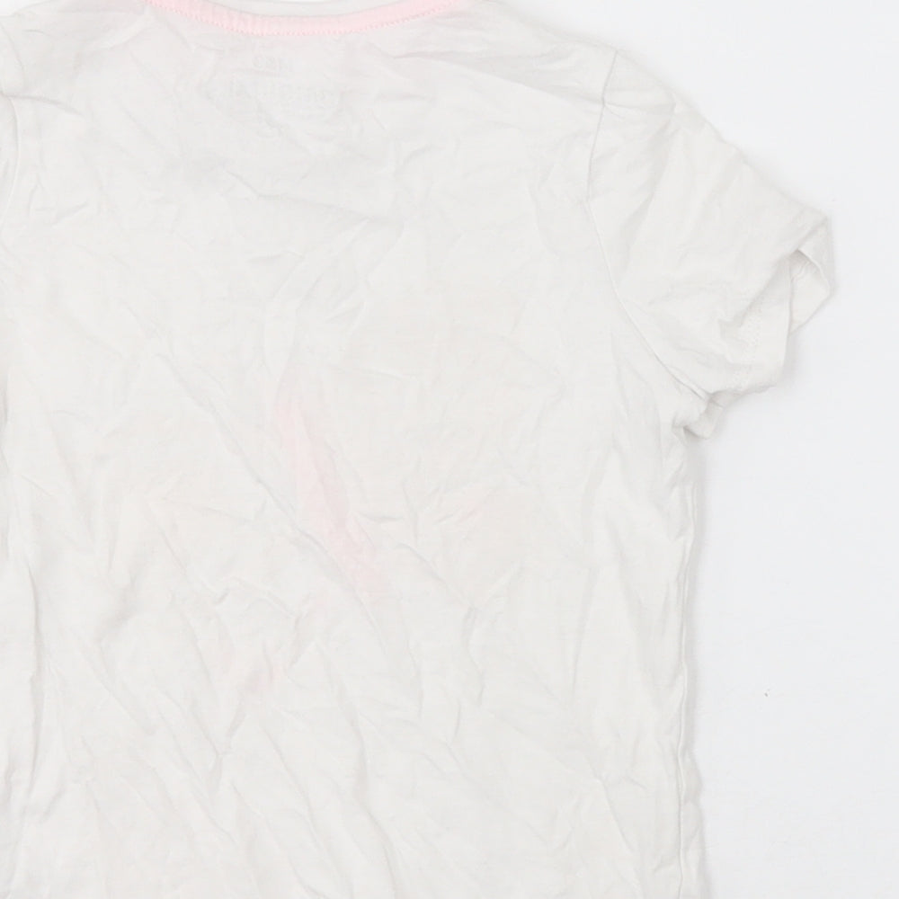 Marks and Spencer Girls White  Cotton Basic T-Shirt Size 5-6 Years Crew Neck Pullover - butterfly