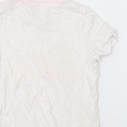 Marks and Spencer Girls White  Cotton Basic T-Shirt Size 5-6 Years Crew Neck Pullover - butterfly