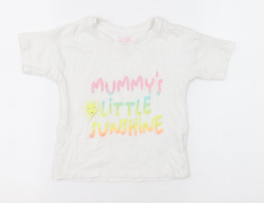 Matalan Girls White  Cotton Basic T-Shirt Size 2-3 Years Crew Neck Pullover - mummys little sunshine