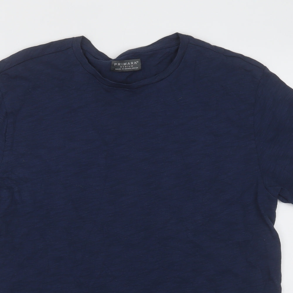 Primark Mens Blue  Cotton  T-Shirt Size M Crew Neck