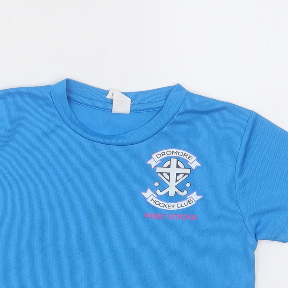 Awdis Boys Blue  Polyester Basic T-Shirt Size 3-4 Years Crew Neck Pullover - dromore hockey club