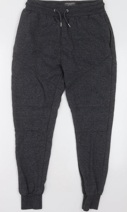 Primark Mens Grey  Cotton Jogger Trousers Size M L30 in Regular Tie