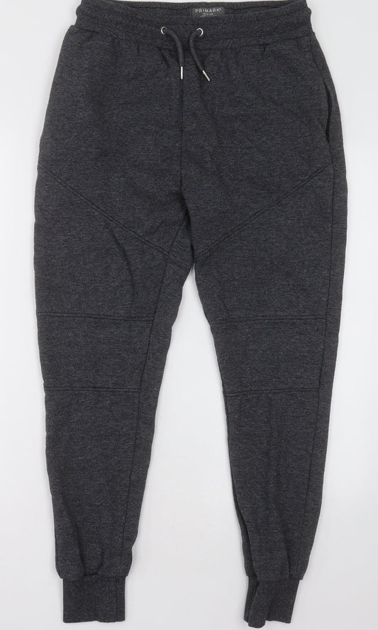 Primark Mens Grey  Cotton Jogger Trousers Size M L30 in Regular Tie