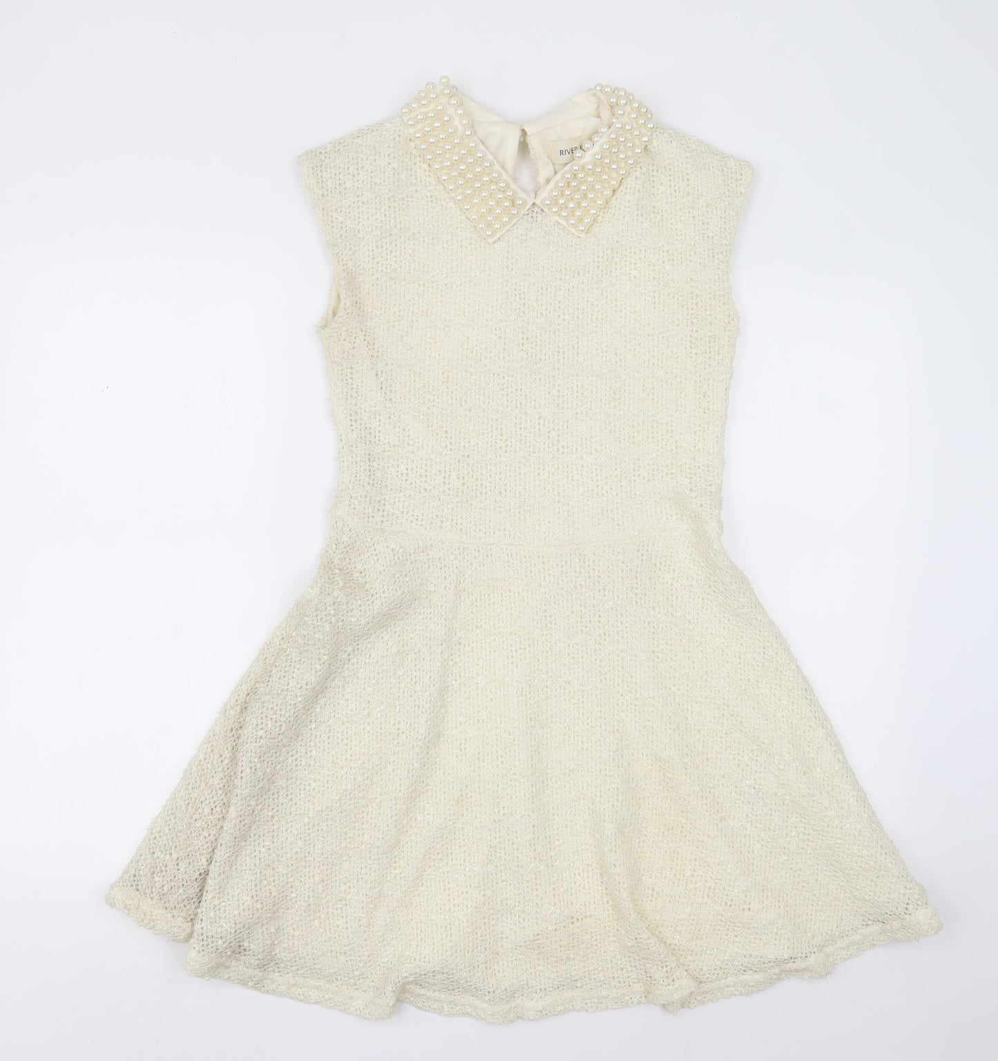 River Island Womens Beige  Polyester A-Line  Size 12  Collared Button