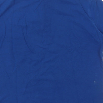 Hackett Mens Blue  Cotton Basic Polo Size M Collared Button