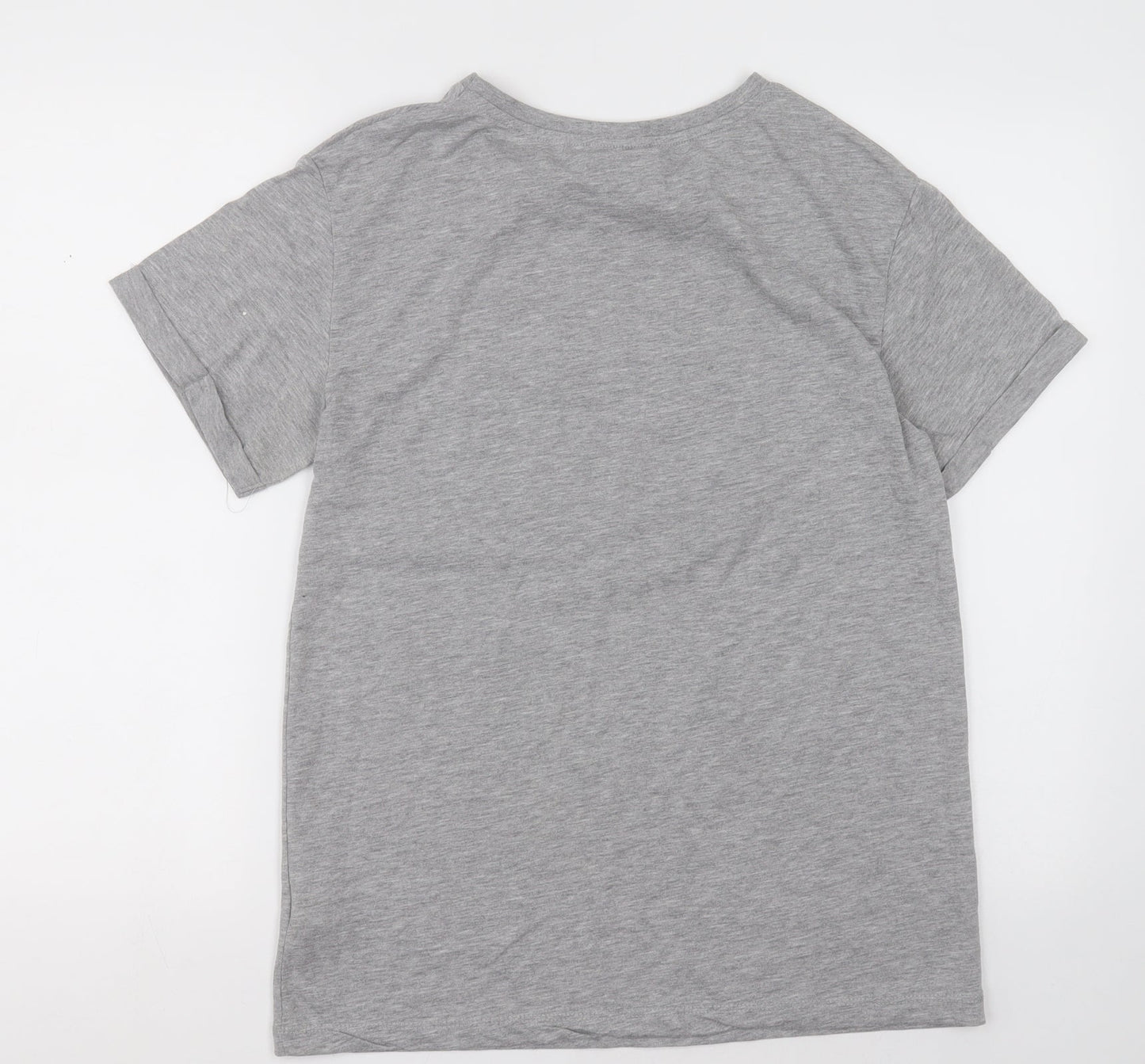 Primark Womens Grey  Polyester Basic T-Shirt Size 8 Crew Neck - Ariana Grande