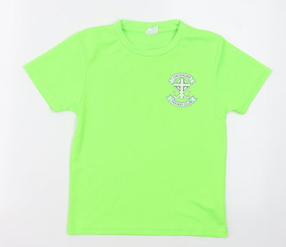 Awdis Boys Green  Polyester Basic T-Shirt Size 5-6 Years Crew Neck Pullover - dromore hockey club