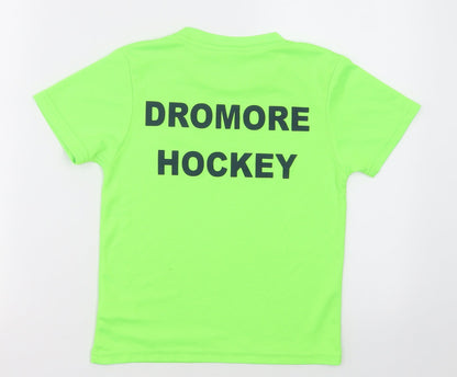 Awdis Boys Green  Polyester Basic T-Shirt Size 5-6 Years Crew Neck Pullover - dromore hockey club