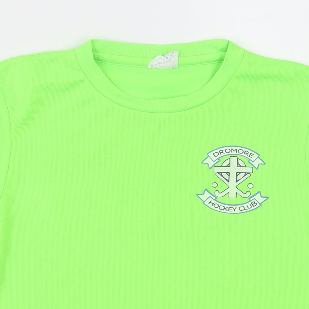 Awdis Boys Green  Polyester Basic T-Shirt Size 5-6 Years Crew Neck Pullover - dromore hockey club