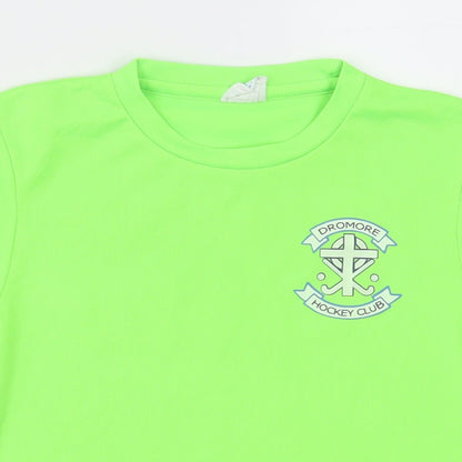 Awdis Boys Green  Polyester Basic T-Shirt Size 5-6 Years Crew Neck Pullover - dromore hockey club
