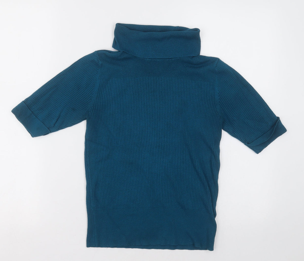 Front view of Marks & Spencer women’s blue viscose pullover sweatshirt, size UK 12, pullover
