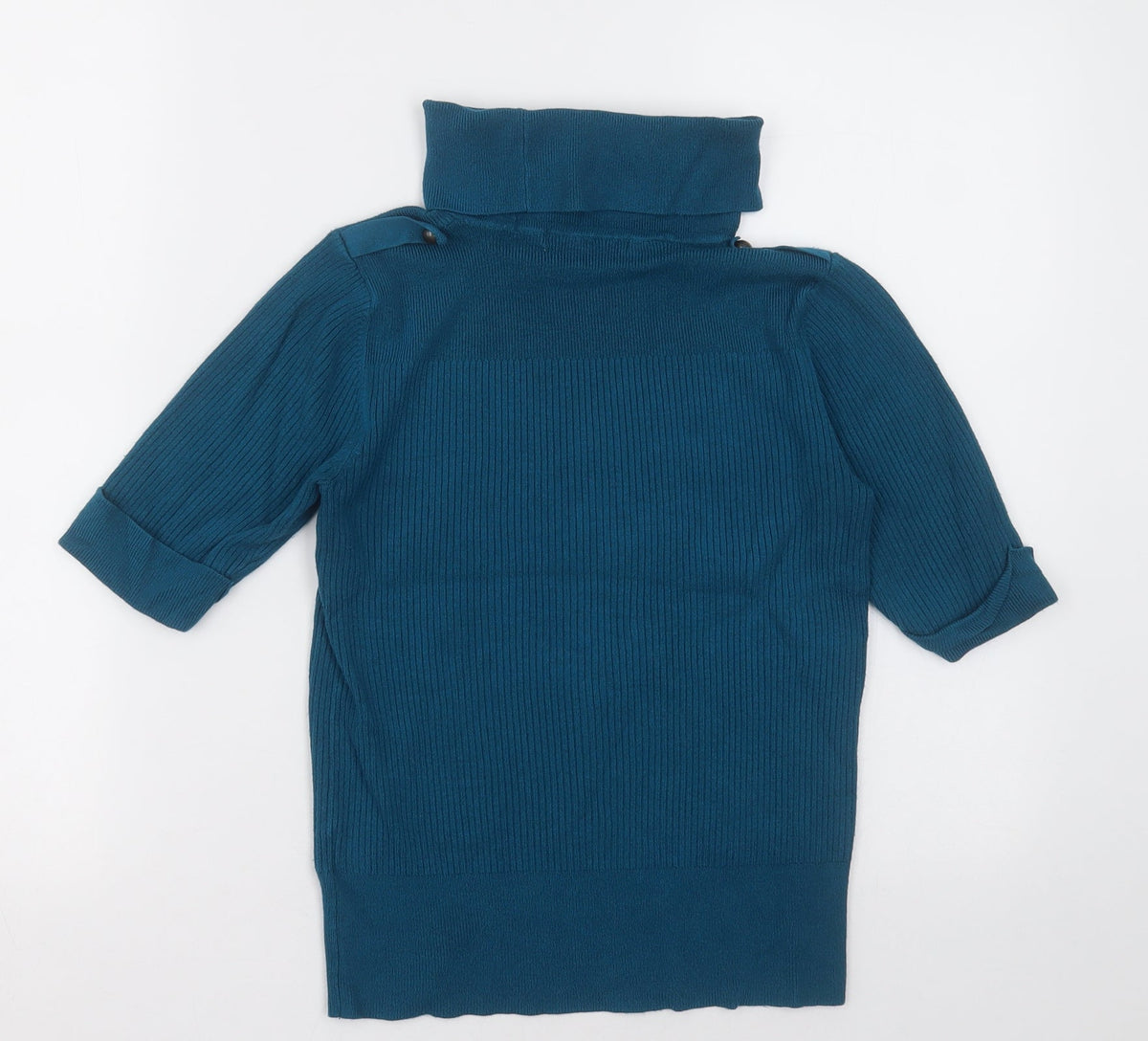 Back view of Marks & Spencer women’s blue viscose pullover sweatshirt, size UK 12, pullover