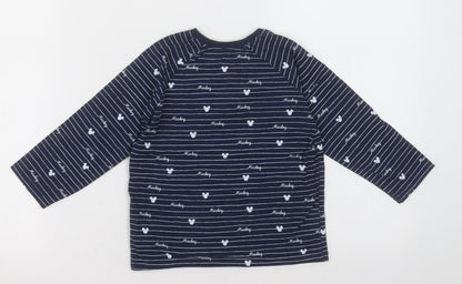 George Baby Blue Striped Cotton Basic Casual Size 18-24 Months Crew Neck Button - mickey mouse