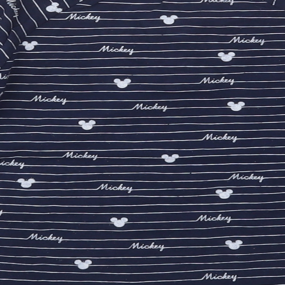 George Baby Blue Striped Cotton Basic Casual Size 18-24 Months Crew Neck Button - mickey mouse