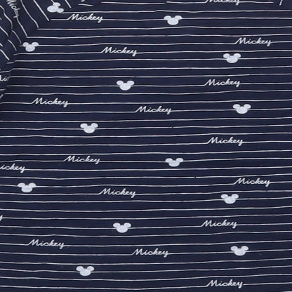 George Baby Blue Striped Cotton Basic Casual Size 18-24 Months Crew Neck Button - mickey mouse