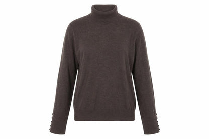 Front view of Dunnes women’s brown viscose pullover sweatshirt, size UK 12, pullover