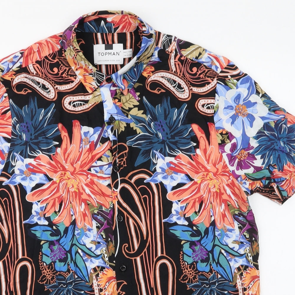 Mens UK Size M Topman Multicoloured  Button-Up Short Sleeve Casual Shirt