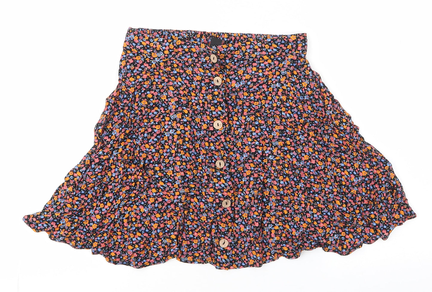 New Look Womens Multicoloured Floral Viscose A-Line Skirt Size 6   Button