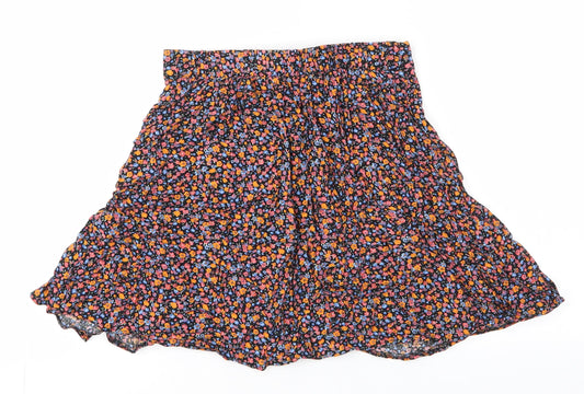 New Look Womens Multicoloured Floral Viscose A-Line Skirt Size 6   Button