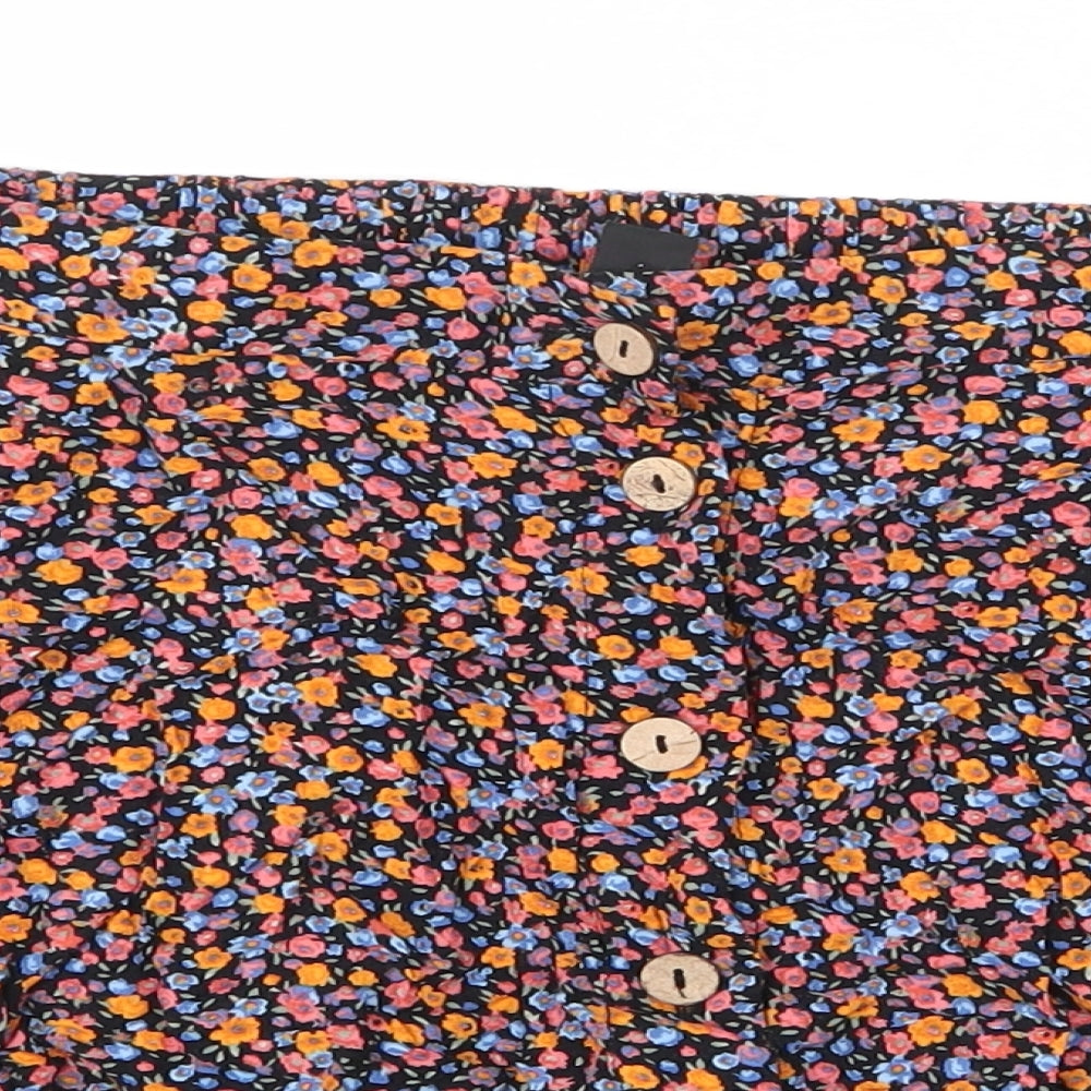 New Look Womens Multicoloured Floral Viscose A-Line Skirt Size 6   Button