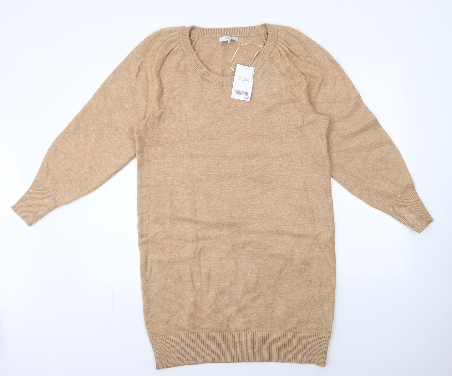 NEXT Womens Brown  Viscose Jacket Dress  Size M  Round Neck Pullover - ruched shoulder