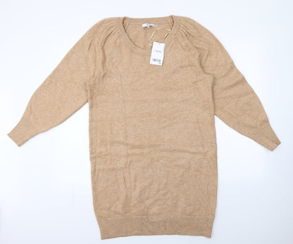 NEXT Womens Brown  Viscose Jacket Dress  Size M  Round Neck Pullover - ruched shoulder