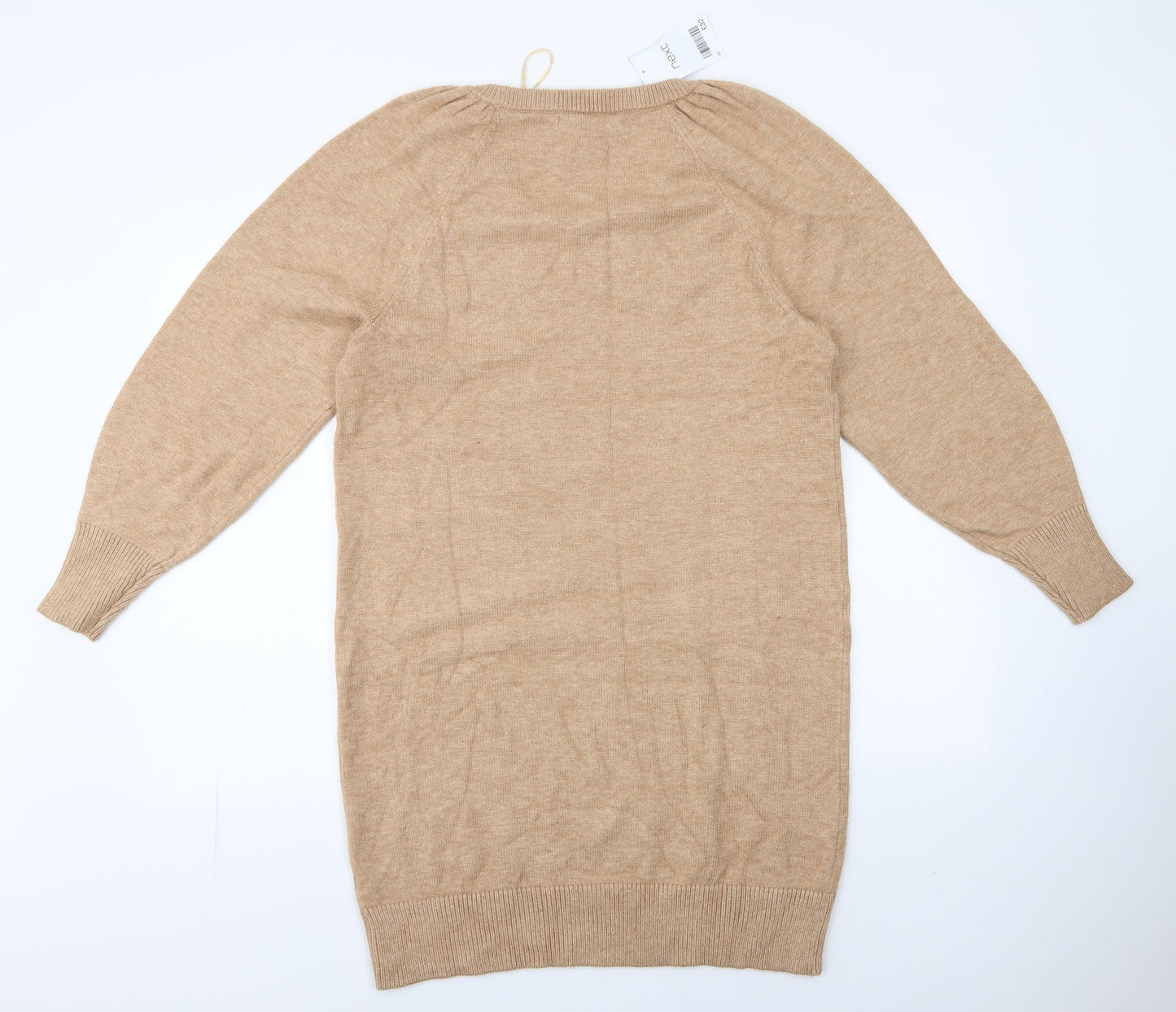 NEXT Womens Brown  Viscose Jacket Dress  Size M  Round Neck Pullover - ruched shoulder