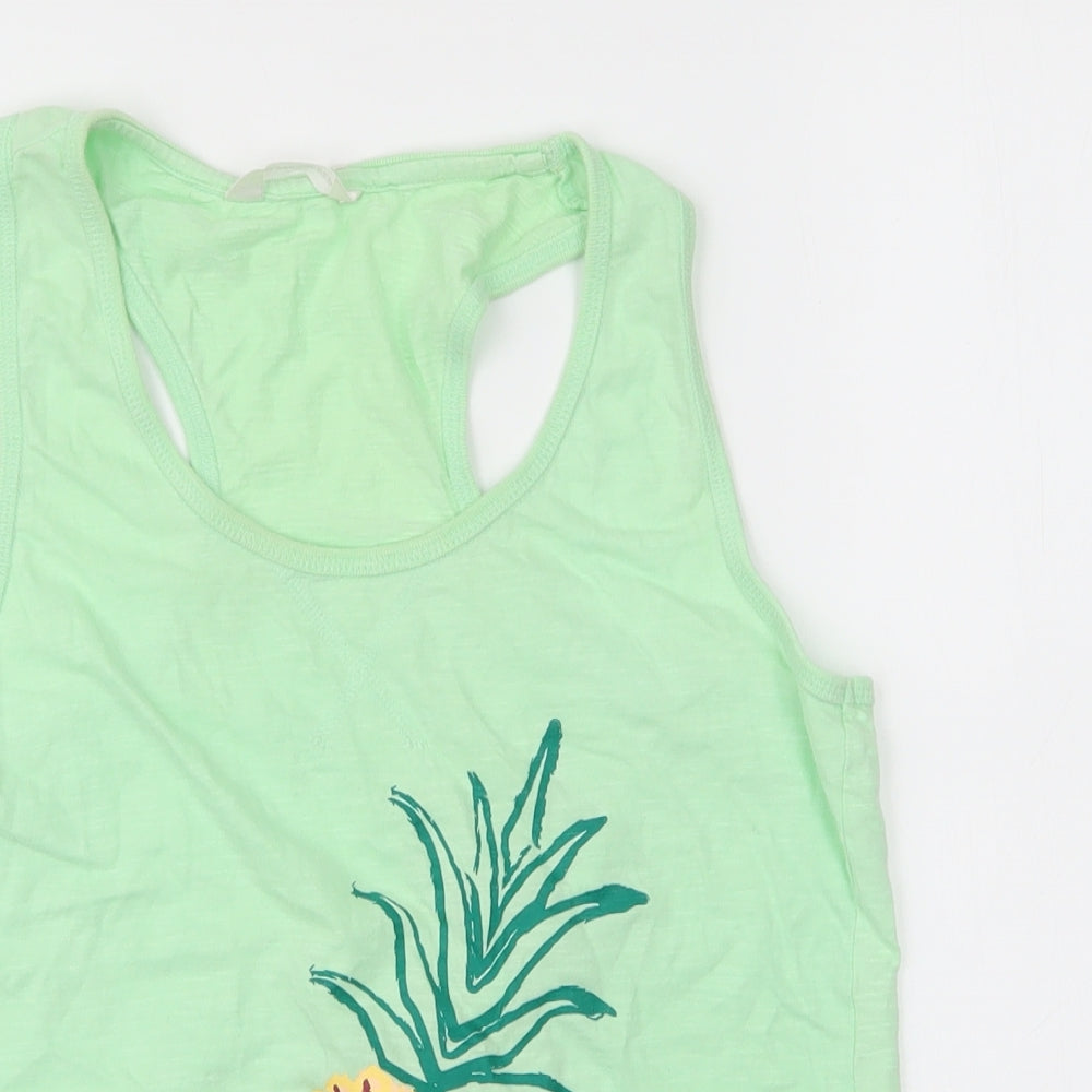Dunnes Stores Womens Green  100% Cotton Cami Pyjama Top Size 12   - Pineapple print