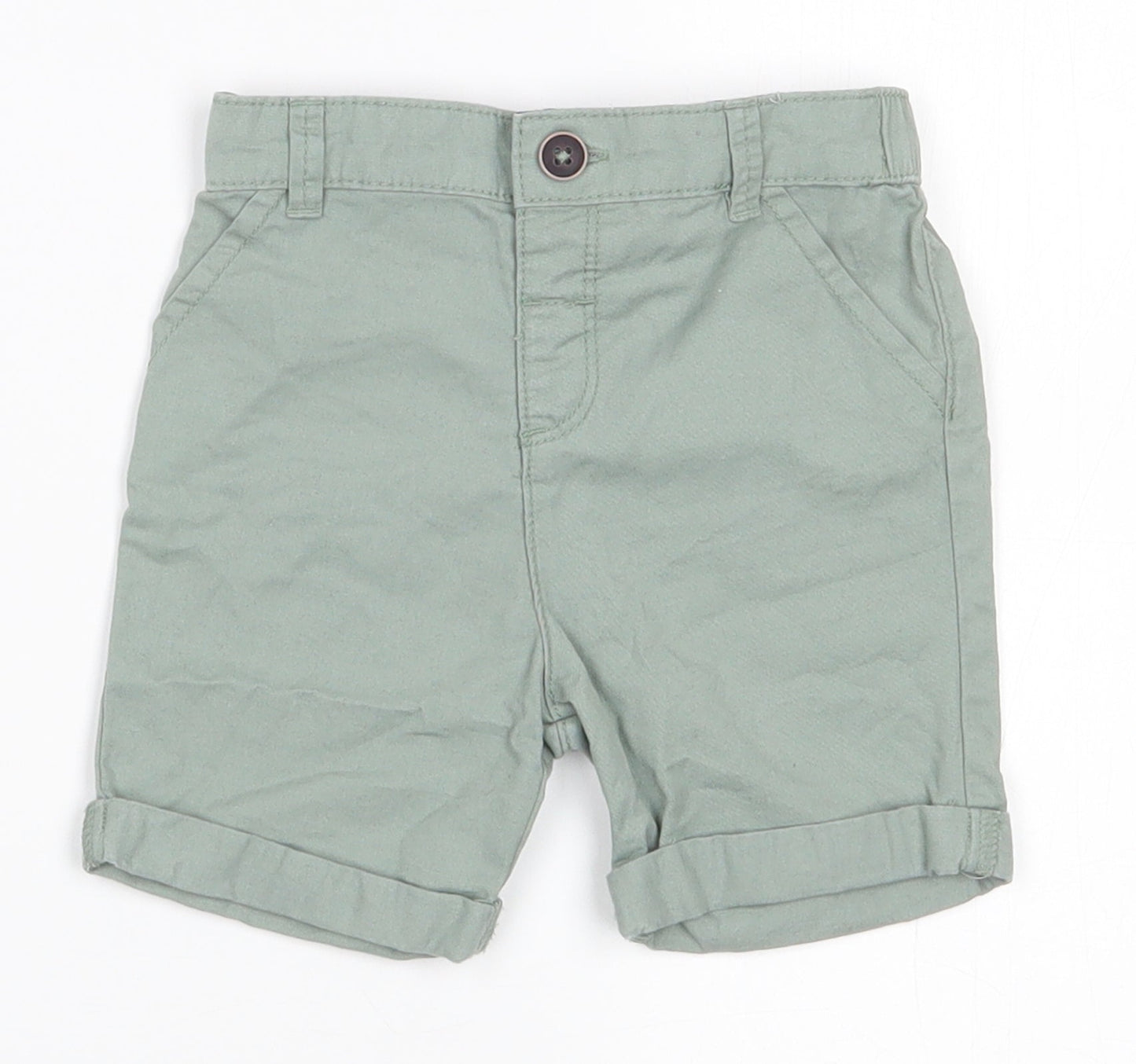 Fred & FLo Boys Green  100% Cotton Cargo Trousers Size 9-12 Months  Button