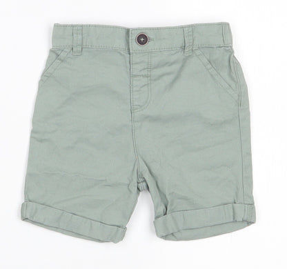 Fred & FLo Boys Green  100% Cotton Cargo Trousers Size 9-12 Months  Button