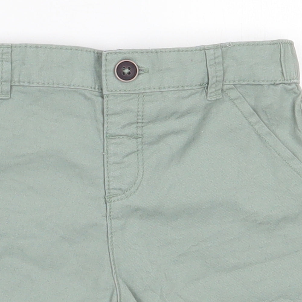 Fred & FLo Boys Green  100% Cotton Cargo Trousers Size 9-12 Months  Button