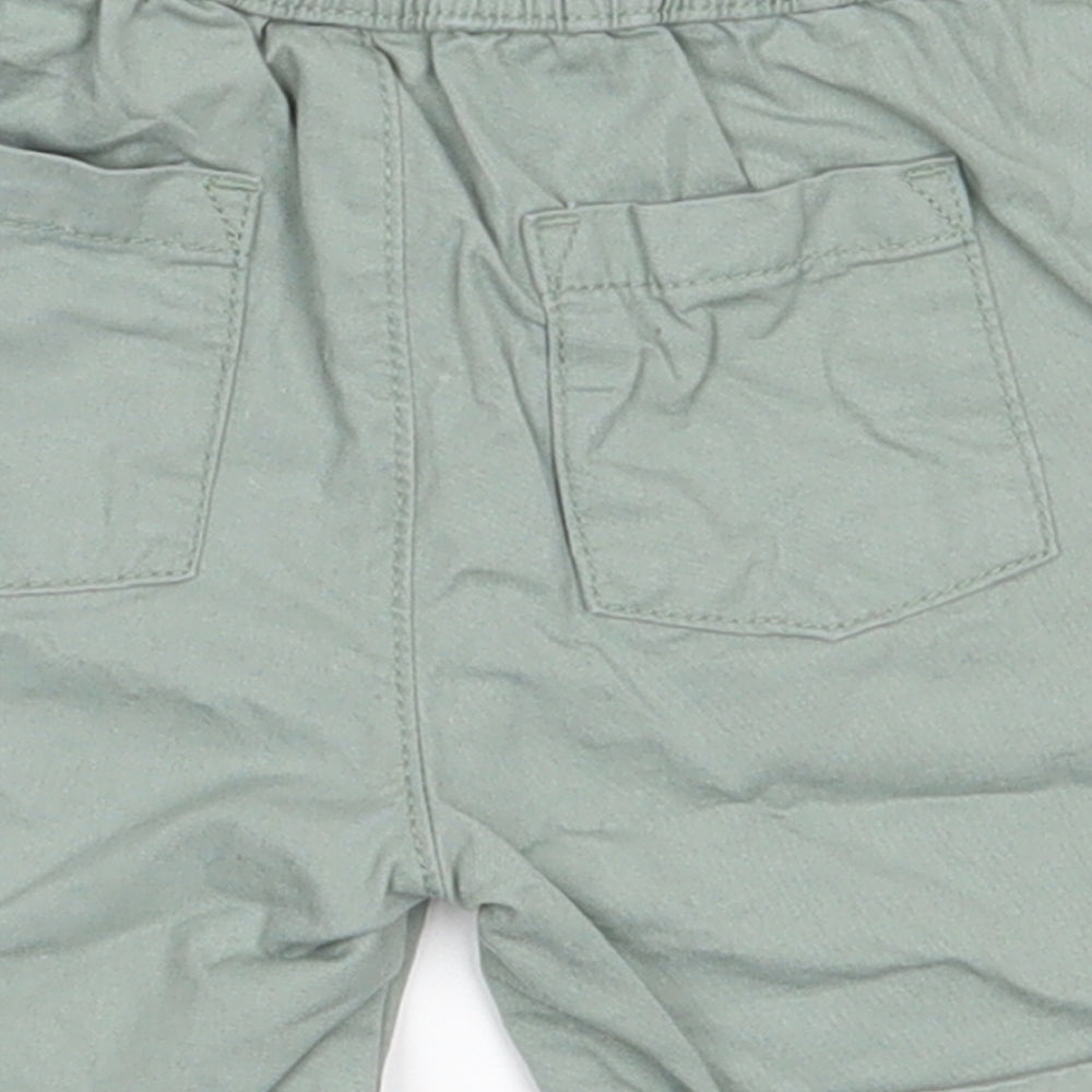 Fred & FLo Boys Green  100% Cotton Cargo Trousers Size 9-12 Months  Button