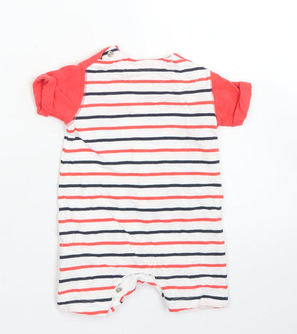Mothercare Boys Red Striped Cotton Romper One-Piece Size 0-3 Months  Snap - Chest Pocket