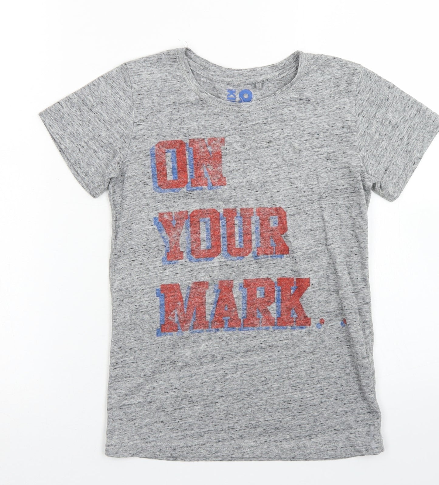 Cotton On Boys Grey  Cotton Basic T-Shirt Size 8 Years Crew Neck
