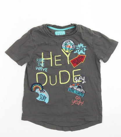 TU Boys Brown  Cotton Basic T-Shirt Size 18-24 Months Crew Neck