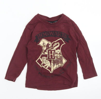Primark Girls Purple  Cotton Basic T-Shirt Size 9-12 Months Crew Neck  - Hogwarts
