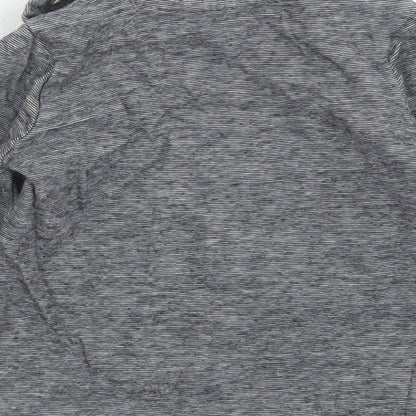 George Boys Black Striped Cotton Basic T-Shirt Size 6-9 Months Crew Neck Snap