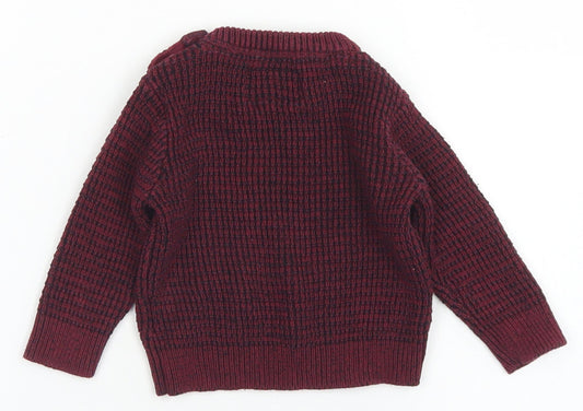 Mini Rebel Boys Purple  Cotton Pullover Jumper Size 3-6 Months  Button