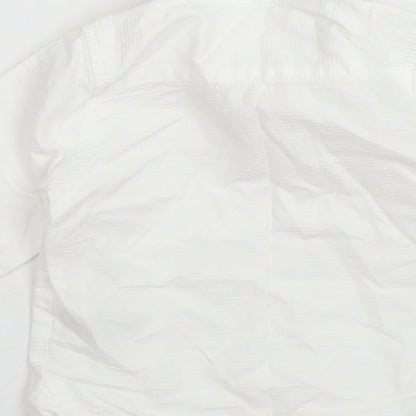 M&S Boys White Striped Cotton Basic Button-Up Size 3-6 Months Collared Button