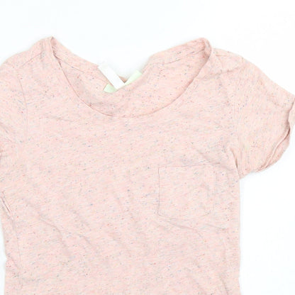 Neo Womens Pink  Cotton Basic T-Shirt Size XS Crew Neck - Chest Pocket