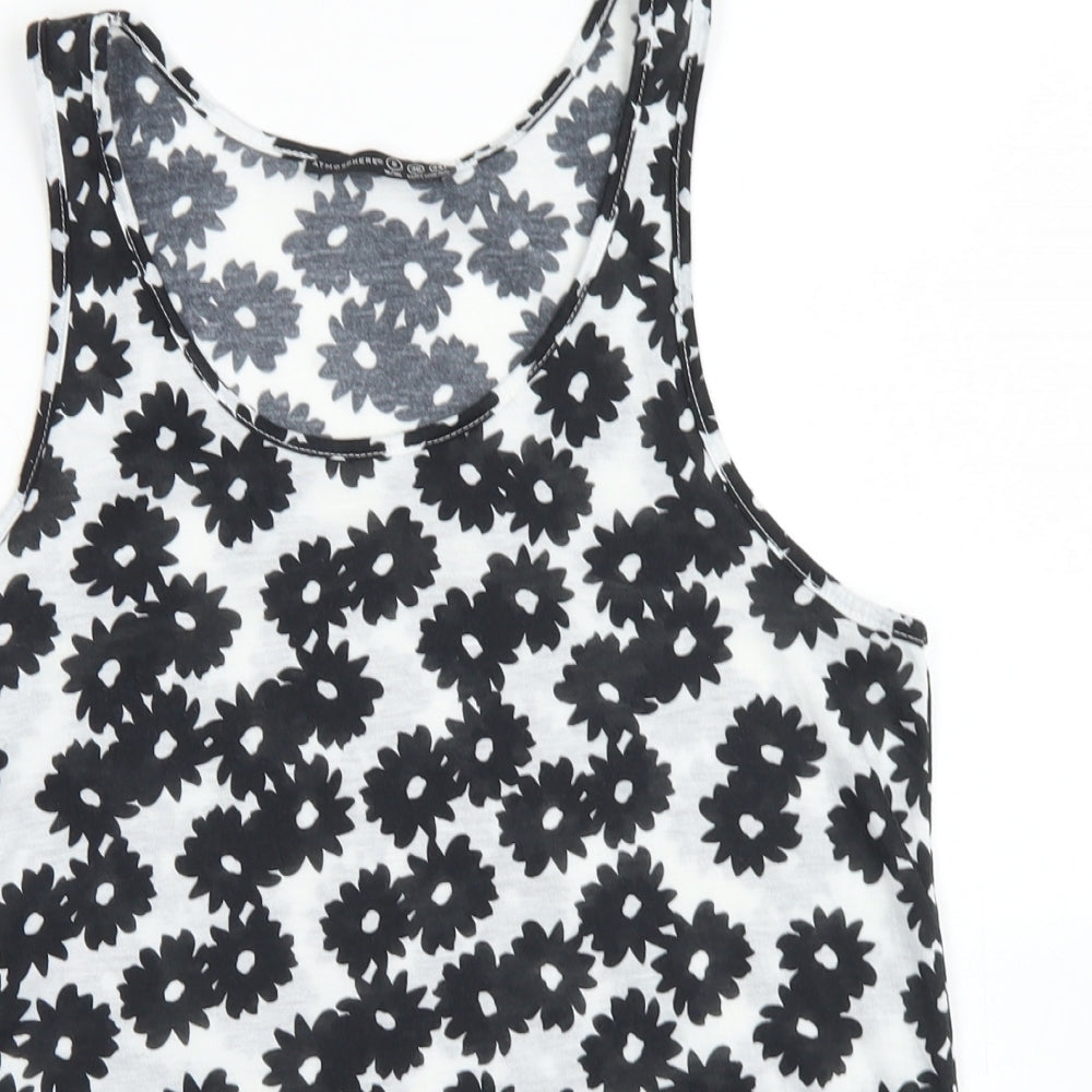 Atmosphere Womens White Floral Polyester Basic Tank Size 8 Round Neck