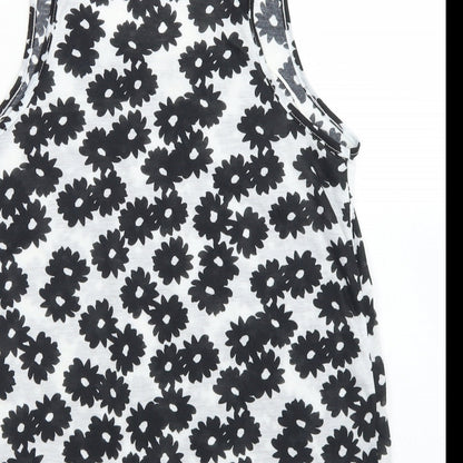 Atmosphere Womens White Floral Polyester Basic Tank Size 8 Round Neck