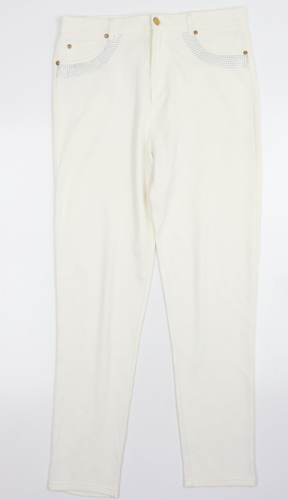 Al Paradise Womens White  Viscose Jegging Jeans Size M L27 in Regular Button