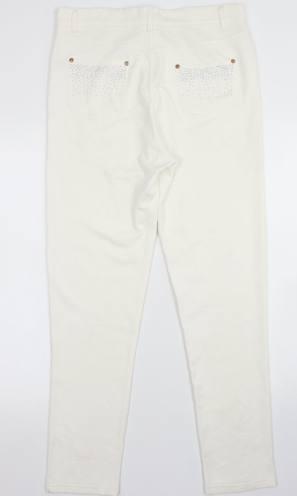Al Paradise Womens White  Viscose Jegging Jeans Size M L27 in Regular Button