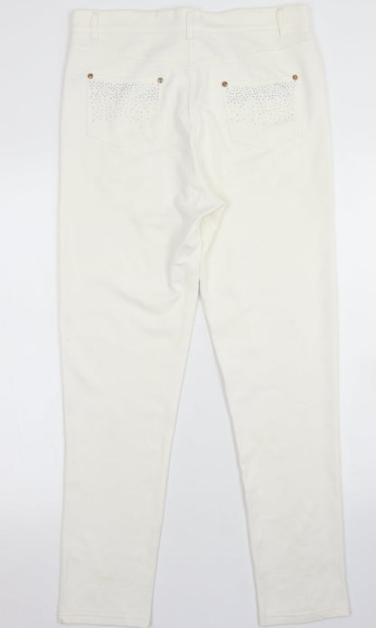 Al Paradise Womens White  Viscose Jegging Jeans Size M L27 in Regular Button