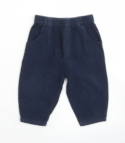 George Boys Blue  Cotton Jogger Trousers Size 6-9 Months