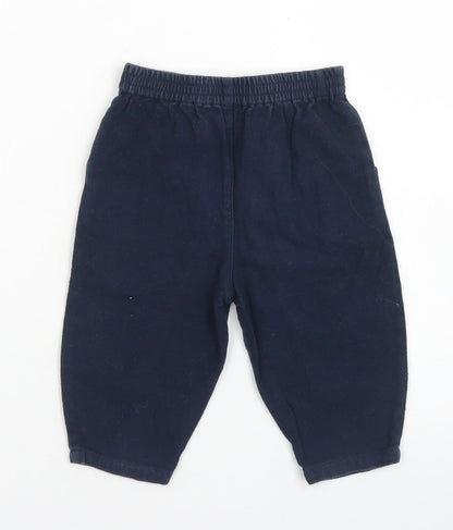George Boys Blue  Cotton Jogger Trousers Size 6-9 Months