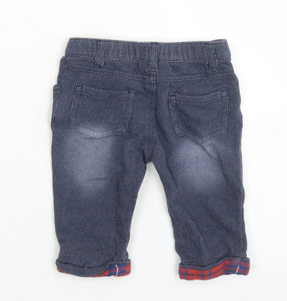 Hullabaloo Boys Blue  Cotton Capri Trousers Size 6-9 Months  Snap
