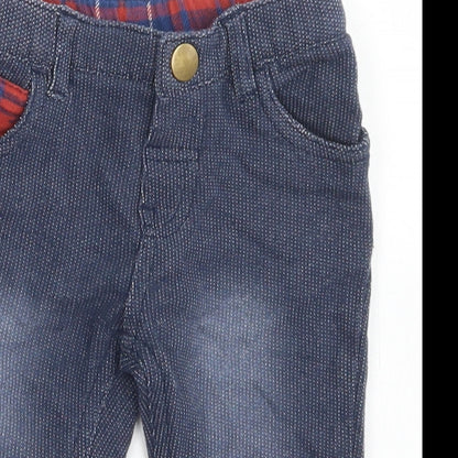 Hullabaloo Boys Blue  Cotton Capri Trousers Size 6-9 Months  Snap