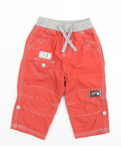 /tu Boys Orange  Cotton Cargo Trousers Size 6-9 Months  Drawstring